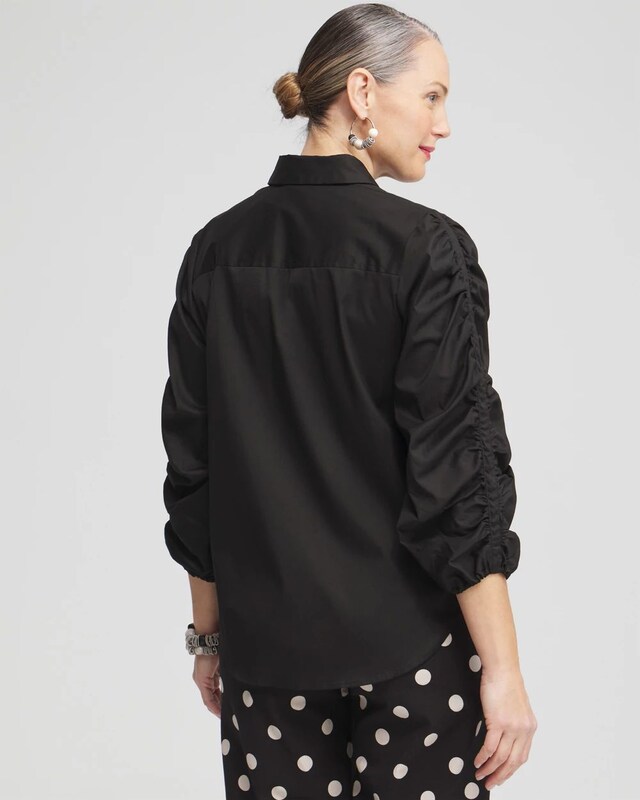 Poplin Ruched Sleeve Shirt - image 3